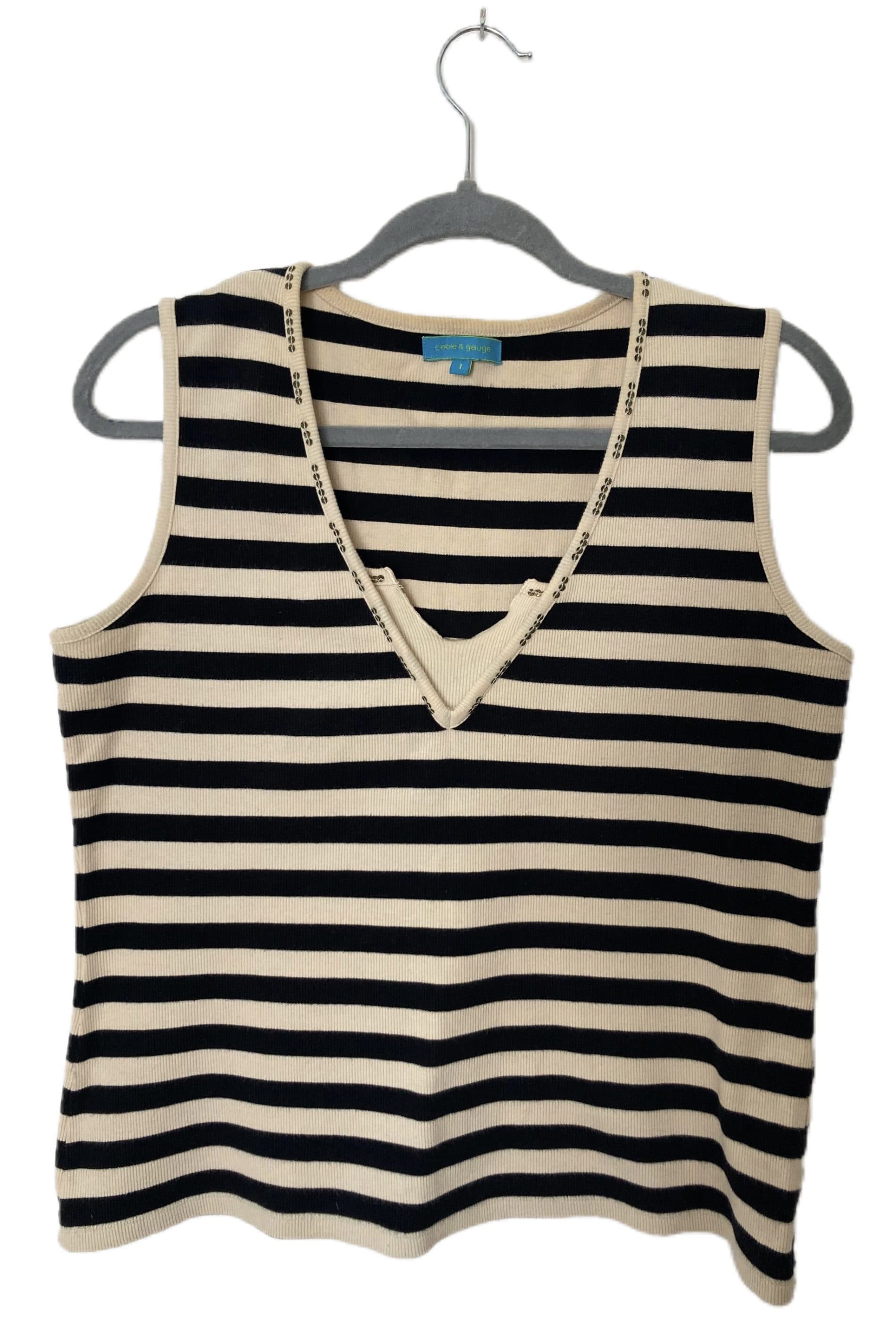 Camisa sin manga de Rayas Crema