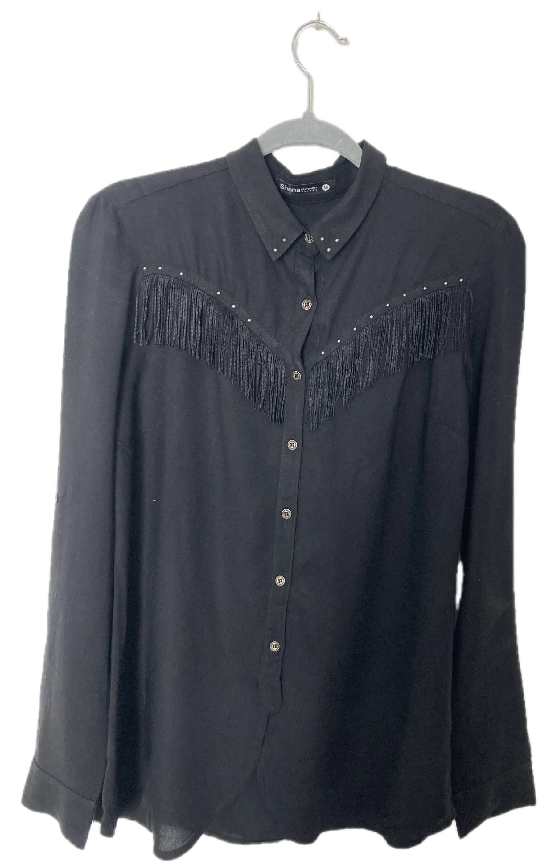 Camisa Negra de Flecos