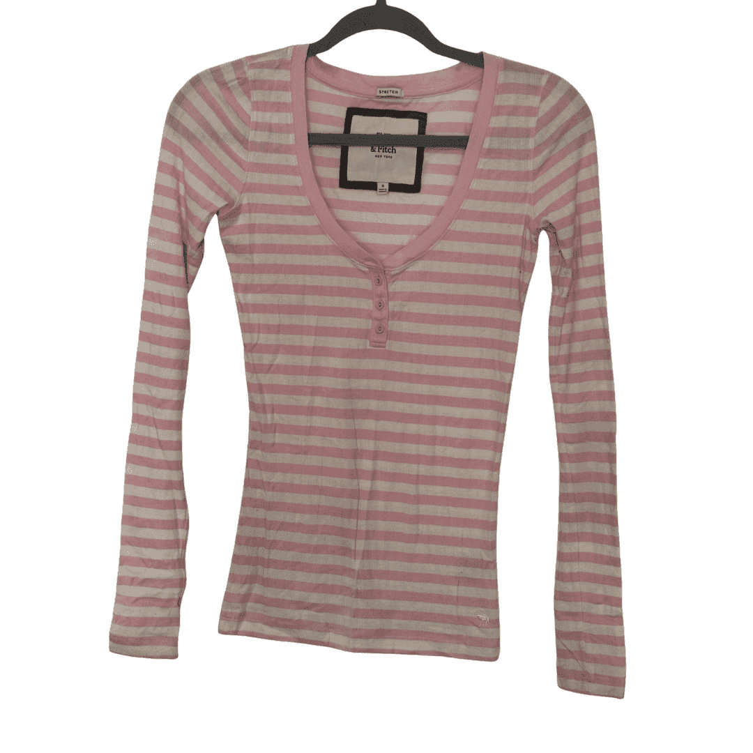 Remera rayada Abercrombie entallada rosa