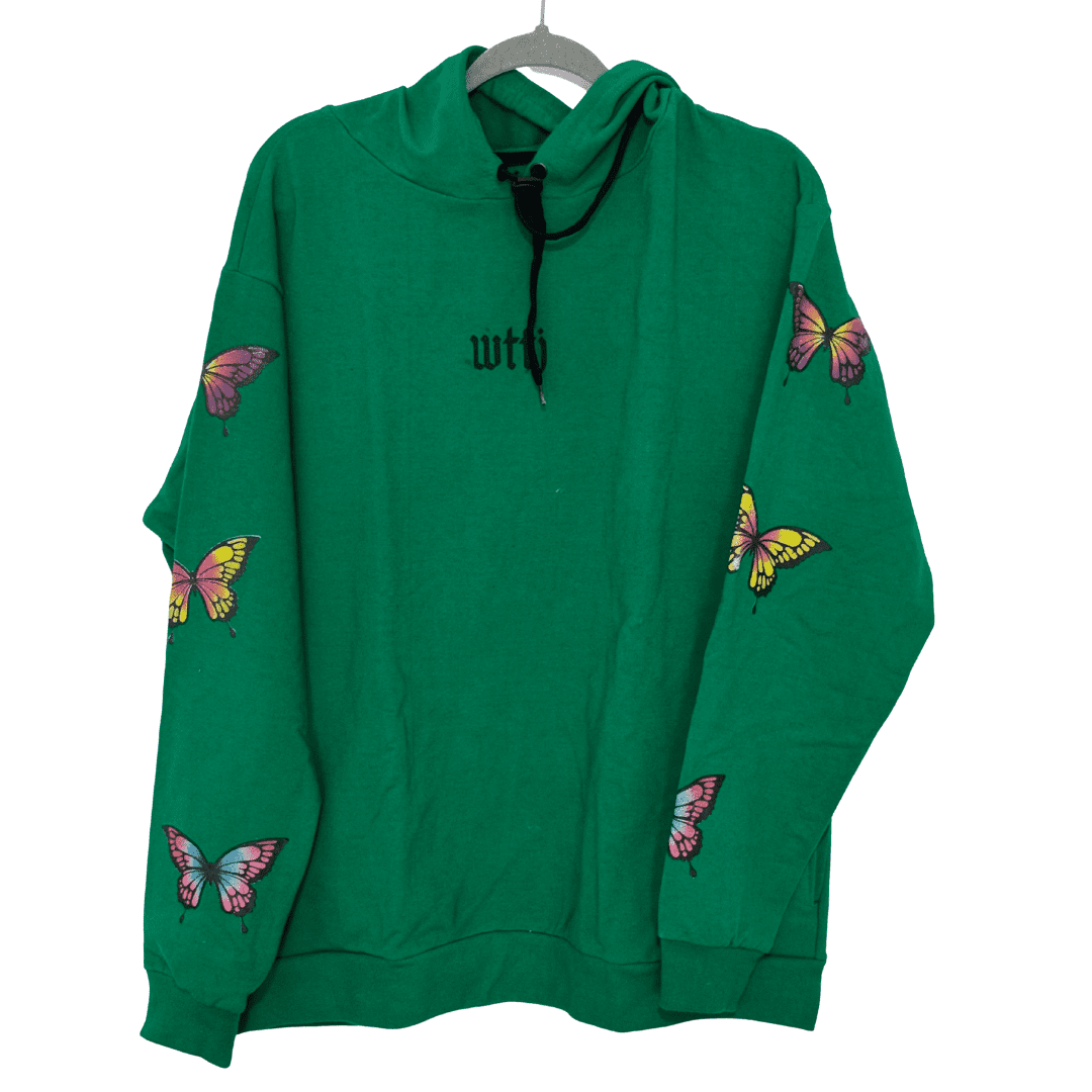 Buzo verde con mariposas estampadas