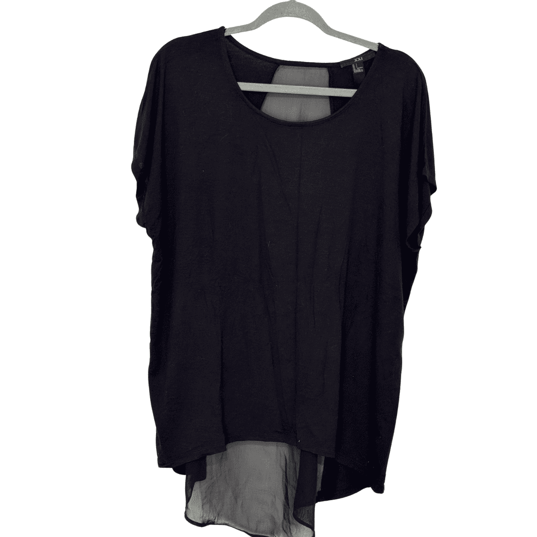 Blusa negra oversize con espalda de gasa
